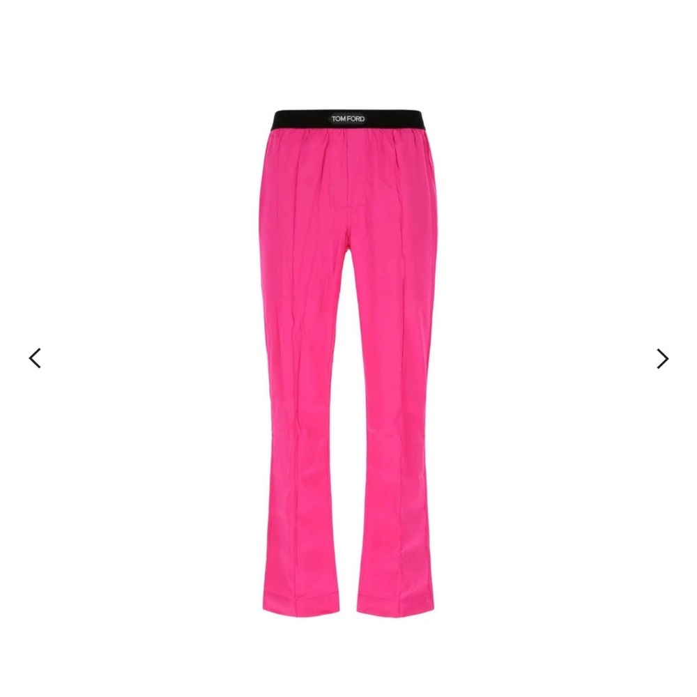 Tom Ford Pink Silk Pants with Velvet Logo  Waistband-Medium